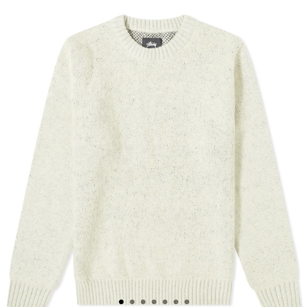 🆕NWT*STUSSY*🔥RARE🎱CREAM 8 BALL Heavy Brushed Mohair Sweater Men’s SMALL✨ - Picture 3 of 16